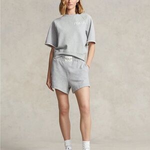 POLO RALPH LAUREN Logo Fleece Short-Sleeve Sweatshirt Women’s Size Medium